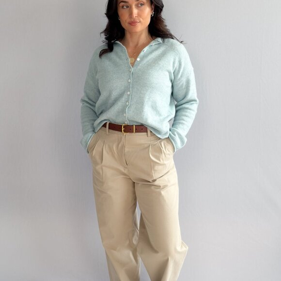 Women’s Pastel Turquoise Trending Knit Cardigan – Soft Stretch Knit - Picture 13 of 13